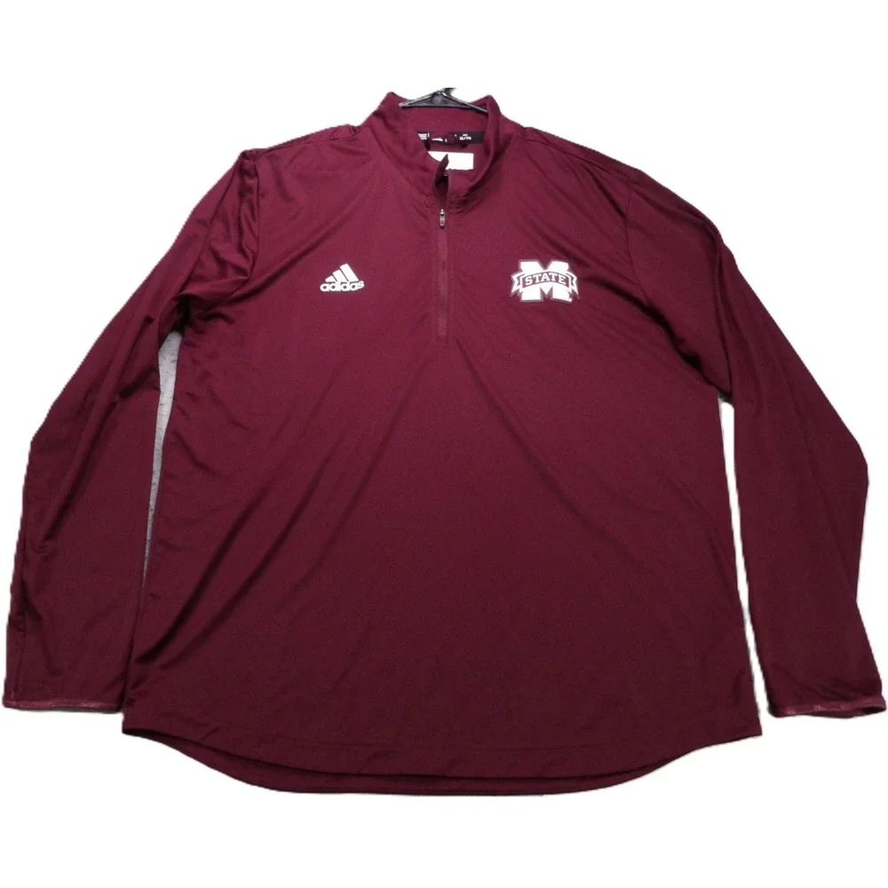 Adidas Mississippi State Bulldogs Zip Player Pullover XL Maroon AEROREADY Men LS